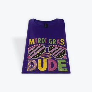 Gildan Purple Mardi Gras Dude Kids Tee